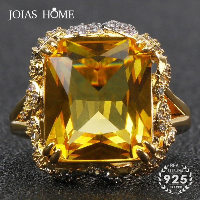 925 Sterling Silver Citrine Gemstone Ring