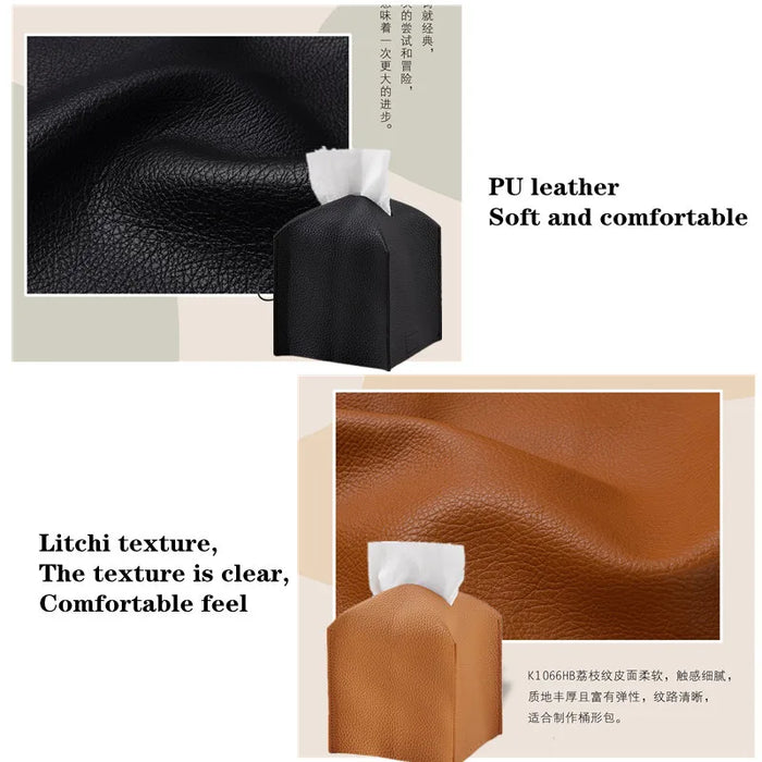 Foldable PU Leather Tissue Box